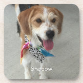 ペットの写真または子供の写真と名前 コースター (正面)