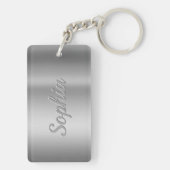ペットの写真をパーソナライズ&メタリックフェイクシルバーの名前 キーホルダー (裏面)