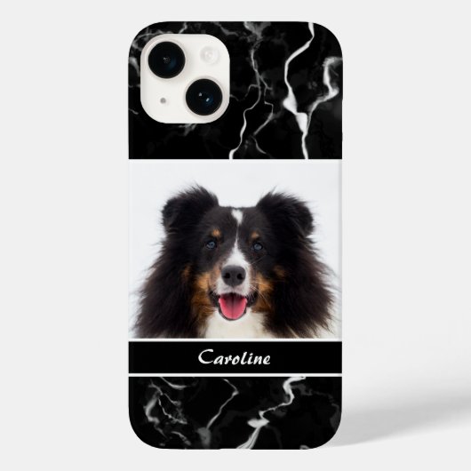 ペットの写真を偽黒大理石に & 名前 Case-Mate iPhoneケース (裏面)