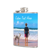 ペットの写真を入れたオリジナル フラスコ ギフト - お好きなテキストをカスタマイズ フラスク (左)