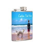 ペットの写真を入れたオリジナル フラスコ ギフト - お好きなテキストをカスタマイズ フラスク (右)