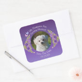 ペットの写真を投稿しよう、特別な日を記念して、紫色の薄紫の花 スクエアシール (封筒)