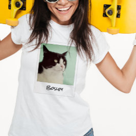 ペットの写真を追加 レトロインスタントカメラフレーム Tシャツ