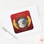 ペットの写真を飾って、特別な日を記念しよう - ゴールドの花とマロン スクエアシール (封筒)