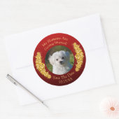 ペットの写真を飾って、特別な日を記念しよう - ゴールドの花とマロン ラウンドシール (封筒)