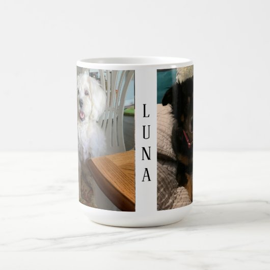 ペットの写真を2枚追加カスタマイズ コーヒーマグカップ (中央)
