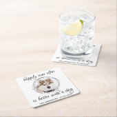 ペットの写真エレガント犬の後で幸せ結婚に スクエアペーパーコースター (インサイチュ)