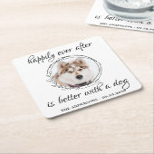 ペットの写真エレガント犬の後で幸せ結婚に スクエアペーパーコースター (アングル)