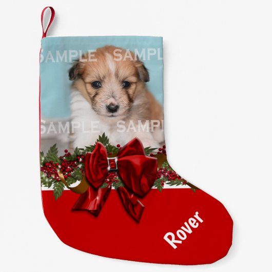 ペットの写真ネームフェスティバルクリスマスガーランド スモールクリスマスストッキング (正面)