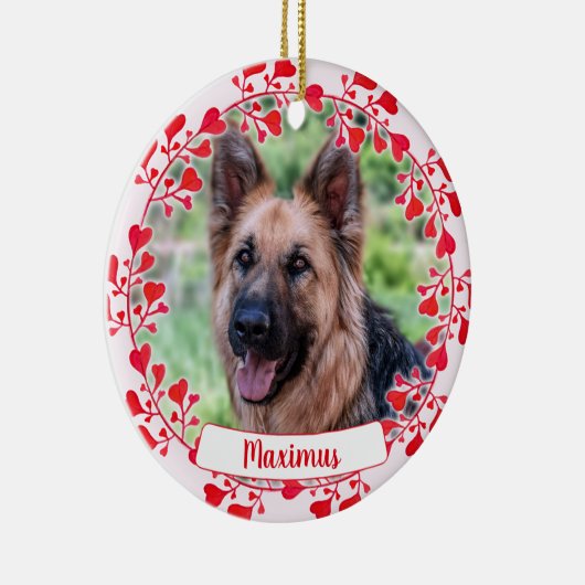 ペットの写真バレンタインオルナメント - ペットメモリアル セラミックオーナメント (右)