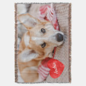 ペットの写真パーソナライズされた犬愛好者記念碑 スローブランケット (正面縦)