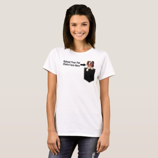 ペットの写真プリントのポケットをアップカスタマイズロード Tシャツ (正面フル)