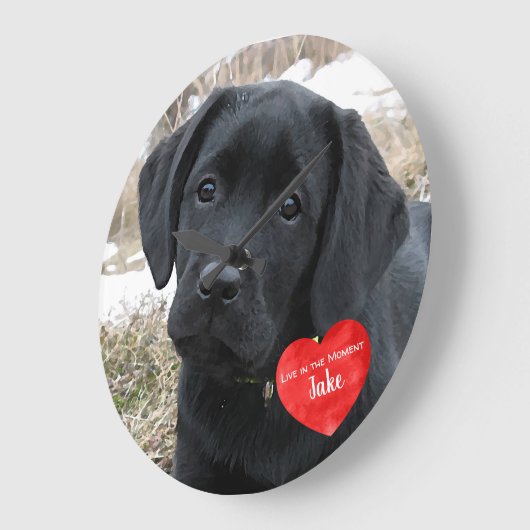 ペットの写真メモリアル – 写真の追加 – 犬の写真 ラージ壁時計 (傾斜)