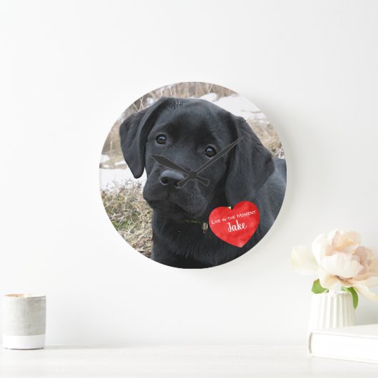 ペットの写真メモリアル – 写真の追加 – 犬の写真 ラージ壁時計 (ホーム)