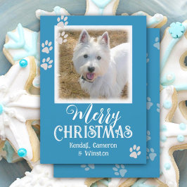 ペットの写真付き肉球プリント メリークリスマスカード 招待状