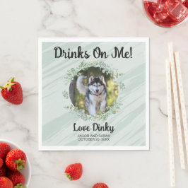 ペットの写真付き ドリンクは私に ナプキン スタンダードランチョンナプキン