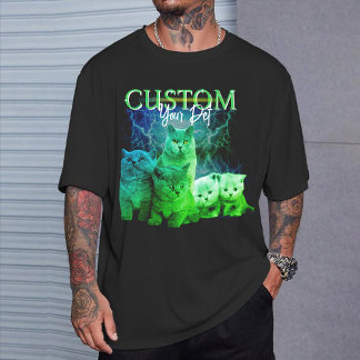 ペットの写真入り90年代風カスタムラップTシャツ Tシャツ