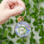 ペットの写真記念レインボーエンジェル キーホルダー (手)