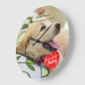 ペットの写真記念 – 写真の追加 – 犬の写真 ラージ壁時計 (傾斜)