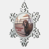 ペットの写真, クリスマス2020, パーソナライズ スノーフレークピューターオーナメント (右)