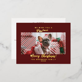 ペットの写真 メリークリスマス  箔シーズンポストカード