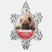 ペットの写真 初のクリスマス スノーフレークピューターオーナメント (右)
