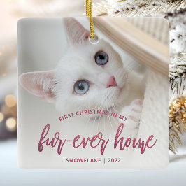 ペットの写真 初めてのクリスマス 永遠の家 ピンク セラミックオーナメント