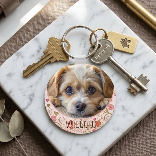 ペットの写真 犬好きの思い出の品 名入れ キーホルダー