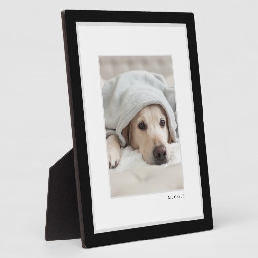 ペットの写真 |白モダンミニマル枠ペット フォトプラーク (側面)