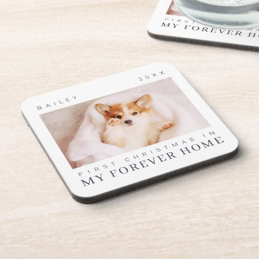 ペットの初めてのクリスマスインフォーエバーホームシックモダン コースター (左側)