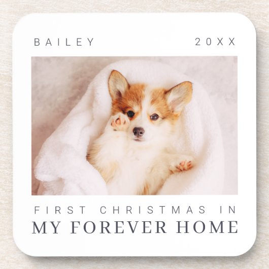 ペットの初めてのクリスマスインフォーエバーホームシックモダン コースター (正面)