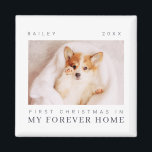 ペットの初めてのクリスマスインフォーエバーホームシックモダン マグネット<br><div class="desc">デザインはモダンsans serifとserifフォントを持つシックなタイポグラフィで構成される。養殖カスタムペットと年の写真を追加。</div>