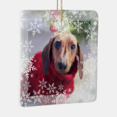ペットの初めてのクリスマスグリッター雪片の写真 セラミックオーナメント (右)