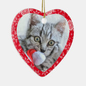 ペットの初めてのクリスマスグリッター雪片ハート セラミックオーナメント (右)