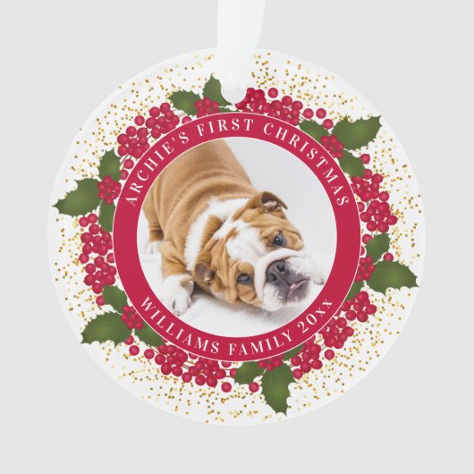 ペットの初めてのクリスマスパーソナライズされたの写真 オーナメント (正面)