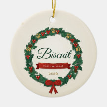 ペットの初めてのクリスマスパーソナライズドリースのオーナメント