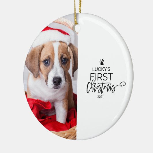 ペットの初めてのクリスマスフォトホリデー セラミックオーナメント (左)