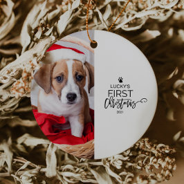 ペットの初めてのクリスマスフォトホリデー セラミックオーナメント