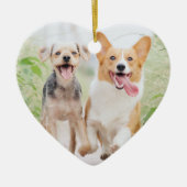 ペットの初めてのクリスマスポーズ金ゴールドフルフォト セラミックオーナメント (正面)