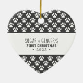 ペットの初めてのクリスマスポープリント炭の写真 セラミックオーナメント (裏面)