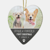 ペットの初めてのクリスマスポープリント炭の写真 セラミックオーナメント (左)