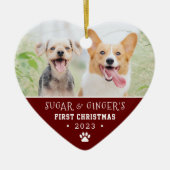 ペットの初めてのクリスマスポープリント赤い写真 セラミックオーナメント (正面)