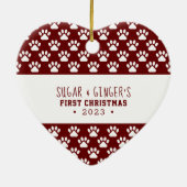 ペットの初めてのクリスマスポープリント赤い写真 セラミックオーナメント (裏面)