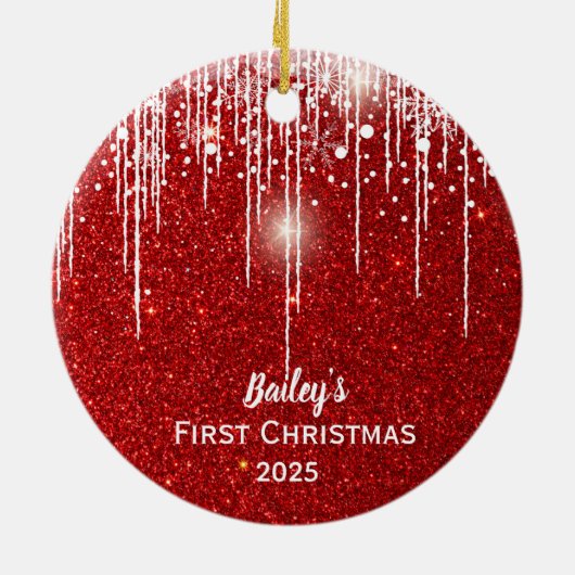 ペットの初めてのクリスマス写真名 セラミックオーナメント (裏面)