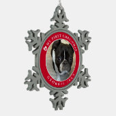 ペットの初めてのクリスマス写真 スノーフレークピューターオーナメント (左)