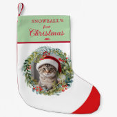 ペットの初めてのクリスマス水彩リース スモールクリスマスストッキング (正面)