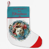 ペットの初めてのクリスマス水彩リース スモールクリスマスストッキング (正面)