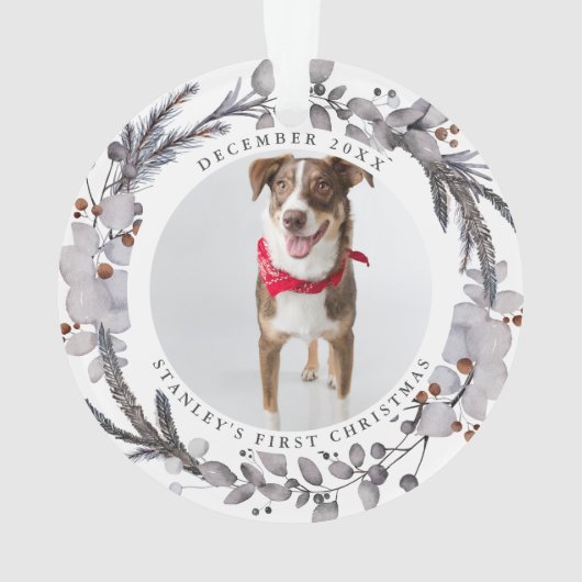 ペットの初めてのクリスマス2フォトフェスティバルリース オーナメント (裏面)