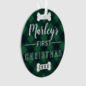 ペットの初めてのクリスマス|の緑のバッファローの格子縞の写真 オーナメント (正面)