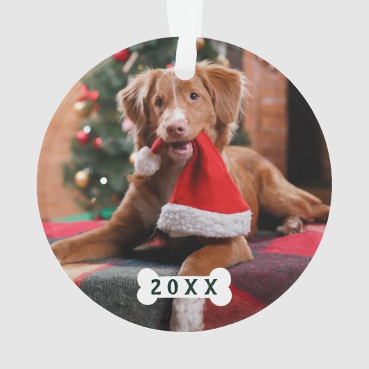 ペットの初めてのクリスマス|の緑のバッファローの格子縞の写真 オーナメント (裏面)